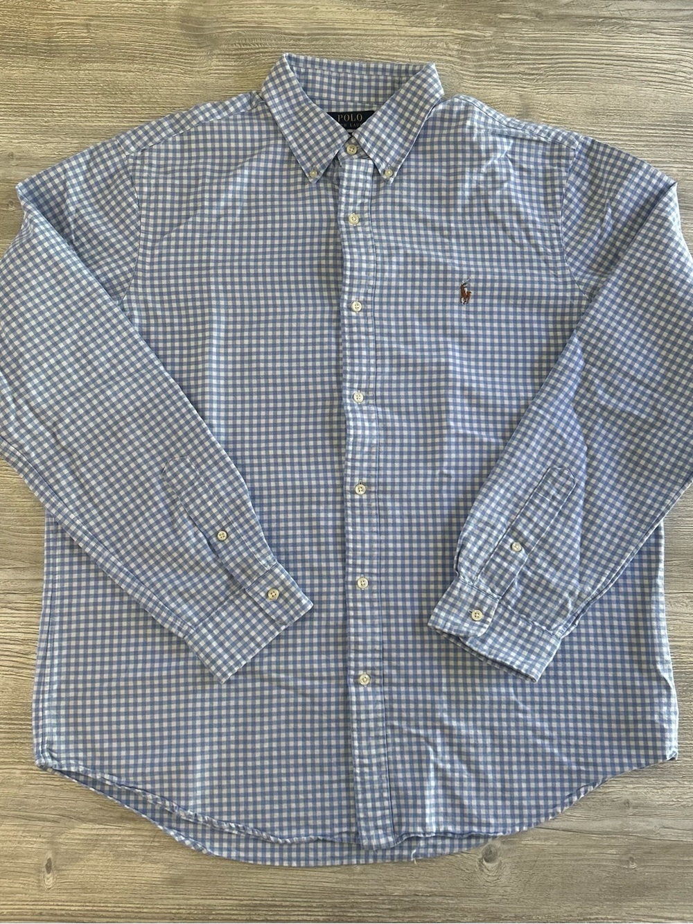 Polo Ralph Lauren Blue Gingham Check Oxford Button Down Shirt Pony Men's XL